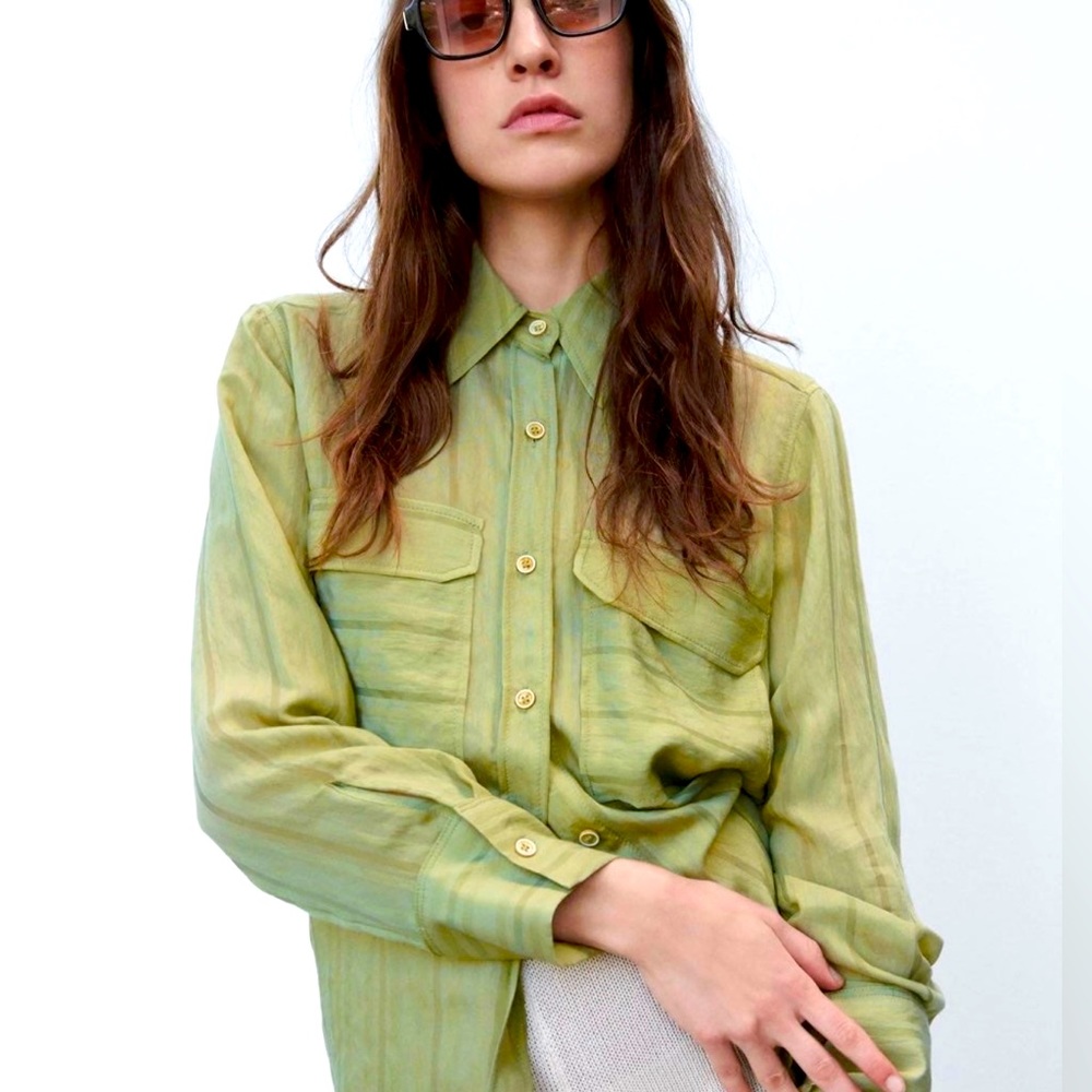 Zara STRIPED BLOUSE WITH POCKETS